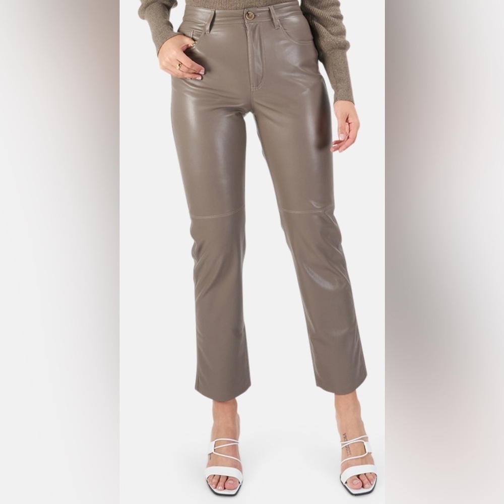 Nanushka Vinni Vegan Leather Pants in Clay - Picture 2 of 7